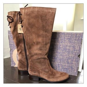 Born Brown Suede Tall Leather Tie Boots